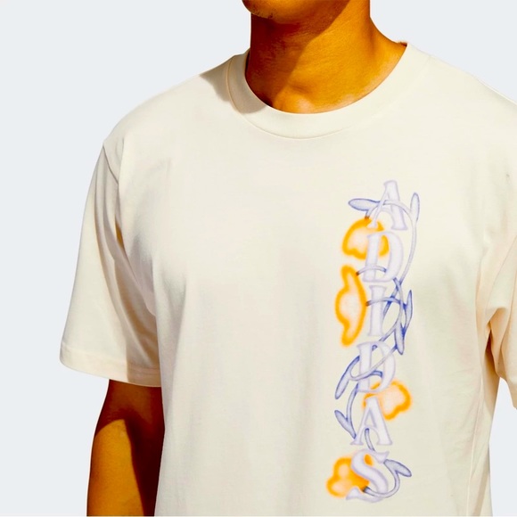 ADIDAS ORIGINALS FLORAL ABSTRACT AIRBRUSH LOOK PRINT IN ECRU TINT SIZE XL NWOT - Picture 5 of 13